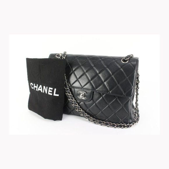 Chanel Black Quilted Lambskin Jumbo Double Flap Classic Bag 55cz55s - Picture 2 of 12